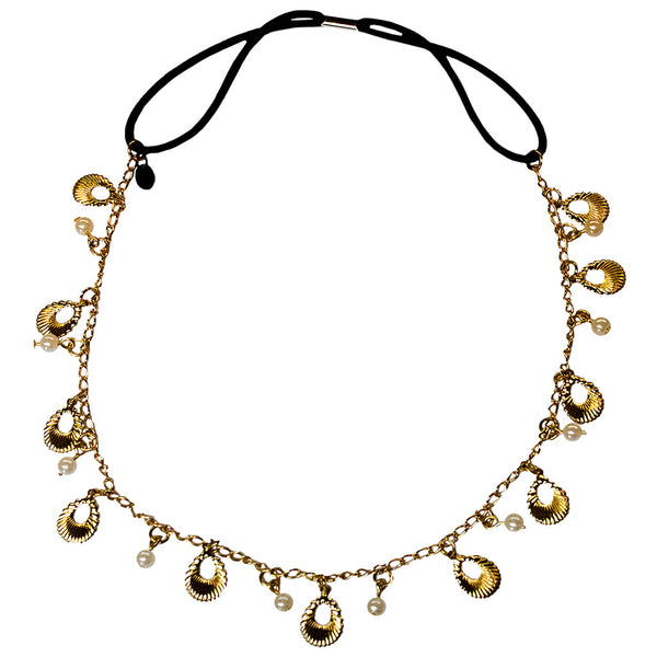 Metal Chain Headband - Gold + Pearls