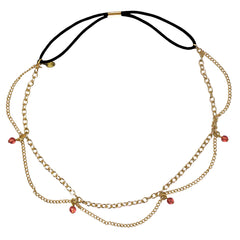 Metal Chain Headwraps - Gold Chain w/ Peach Stones - MIA® Beauty