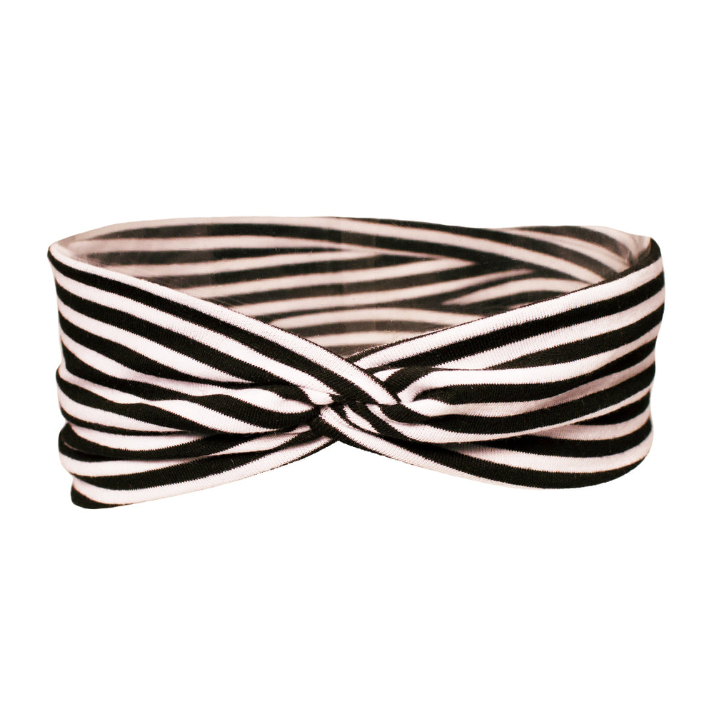 Mia® Headwrap with a twisted center - black and white stripes - by Mia Beauty #MiaKaminski