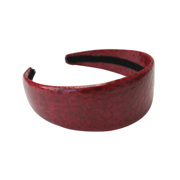 Embossed Alligator Headband - Red