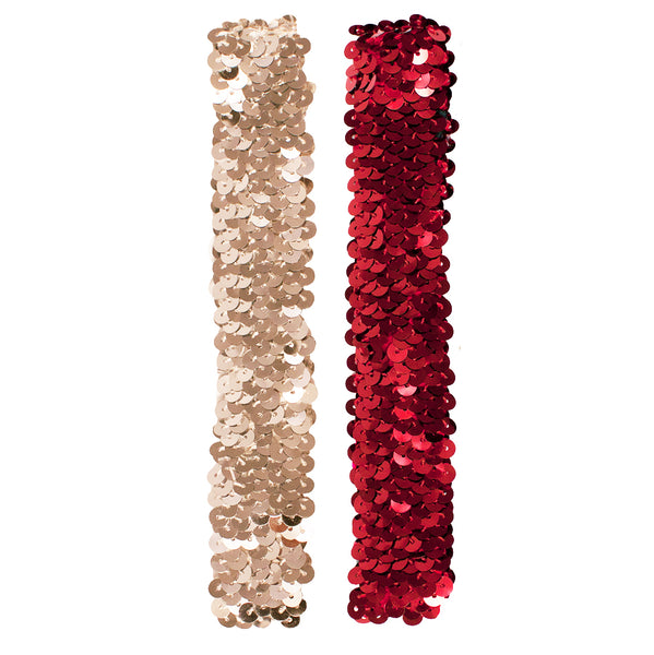 Sequin Headbands - Silver +Red