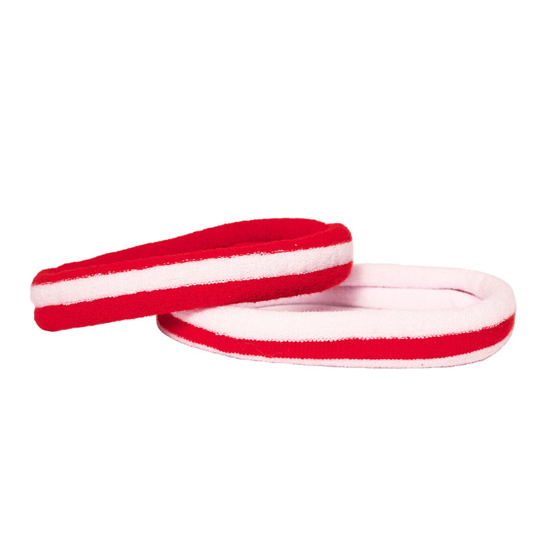 Mia Sport Spirit Terrycloth Headbands for soccer in red and white stripes color
