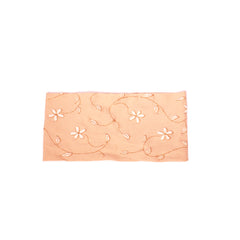 Mia® Cloth Headband Made in Italy - beige with metallic gold flowers - lying flat - designed by #MiaKaminski of Mia Beauty