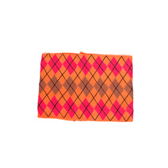Mia® Cloth Headband Made in Italy - orange argyle print - lying flat - designed by #MiaKaminski of Mia Beauty