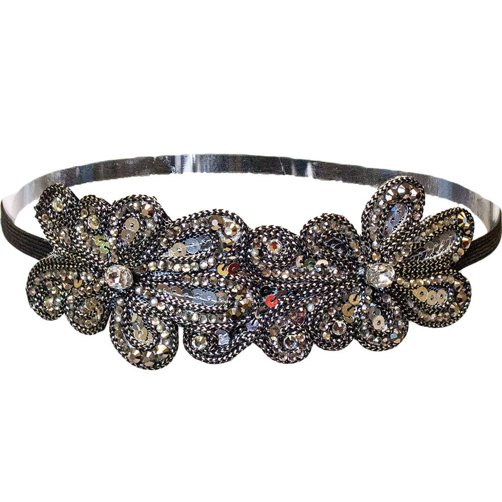 Mia® Embellished Headband - gunmetal sequins  - designed by #MiaKaminski of #MiaBeauty #Mia #Beauty #headbands #prettyheadbands