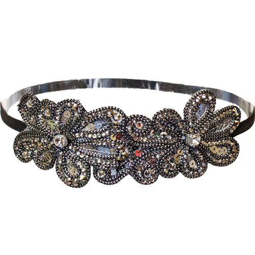 Mia® Embellished Headband - gunmetal sequins  - designed by #MiaKaminski of #MiaBeauty #Mia #Beauty #headbands #prettyheadbands