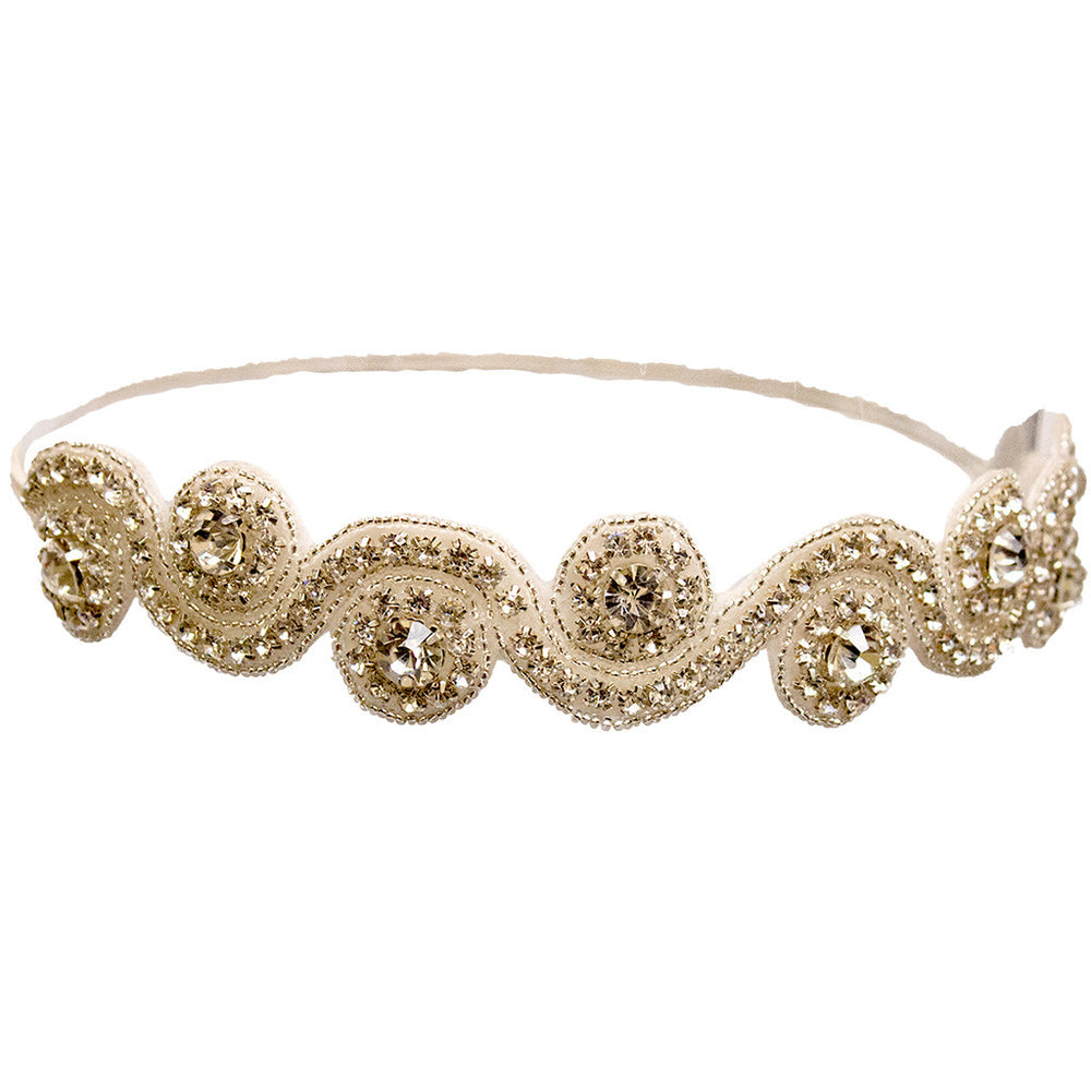 Mia® Embellished Heaband - white swirl design - designed by #MiaKaminski of #MiaBeauty