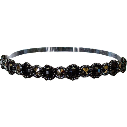 Mia® Embellished Headband - gunmetal and black colored round stones  - designed by #MiaKaminski of #MiaBeauty #Headbands #beauty #prettyheadbands