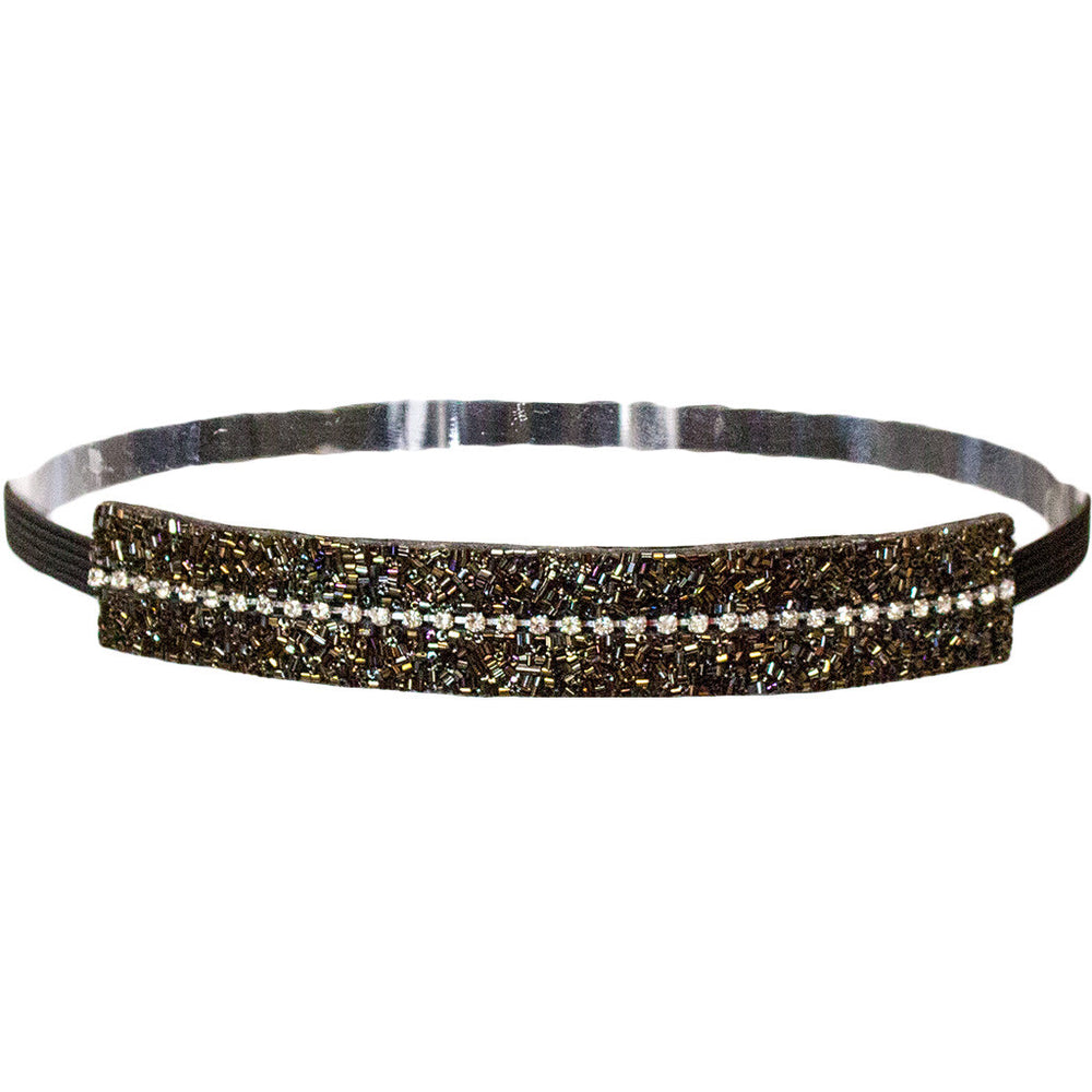 Mia® Embellished Headband - black and olive green beads and clear rhinestones - designed by #MiaKaminski of #Mia Beauty