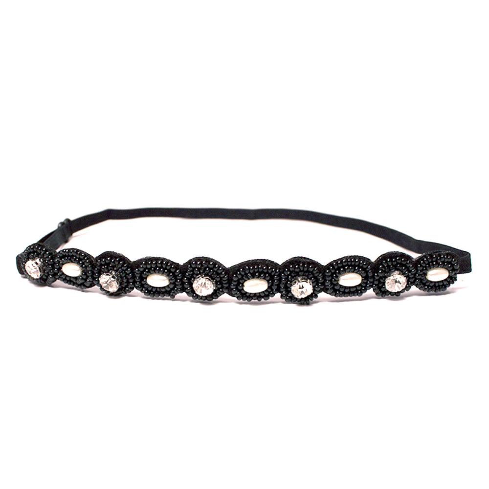 Mia®Embellished Headband - black and rhinestones - Designed #MiaKaminski of Mia Beauty 