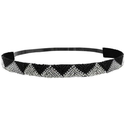 Mia® Embellished Headband - Black and Silver Zig Zag Triangle design - designed by #MiaKaminski of #Mia Beauty