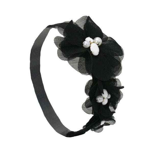 Triple Flower Headband - Black