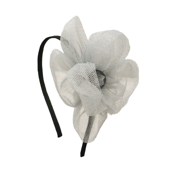 Mesh Flower Headband - Silver