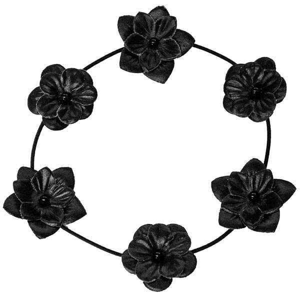 Leather Flower Halo - Black