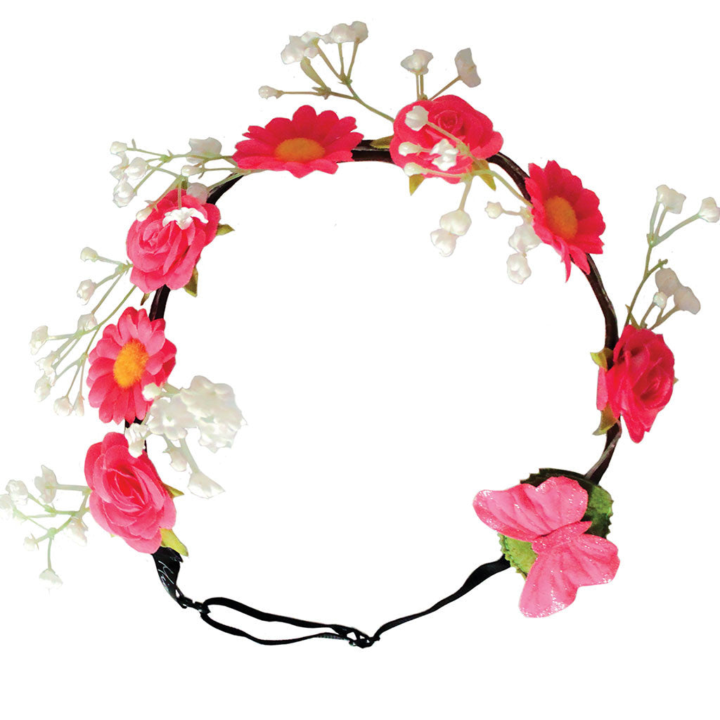 Mia® Beauty Flashion Flowers - LED Lighted Headband - Pink daisies on model from commerical