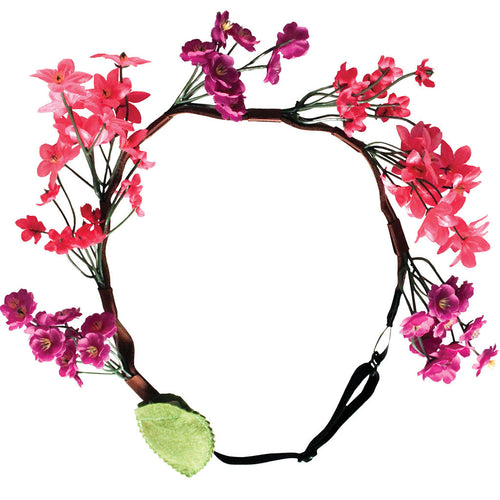 Mia® Flashion Flowers™ Light Up Headband - pink and purple wild flowers with purple lights - by #MiaKaminski #Mia #MiaBeauty #Beauty #Hair #HairAccessories #headbands #lovethis #love #life #woman #flowerhalo #LEDlightedheadband #festivals #coachella #AsSeenOnTV #EDM