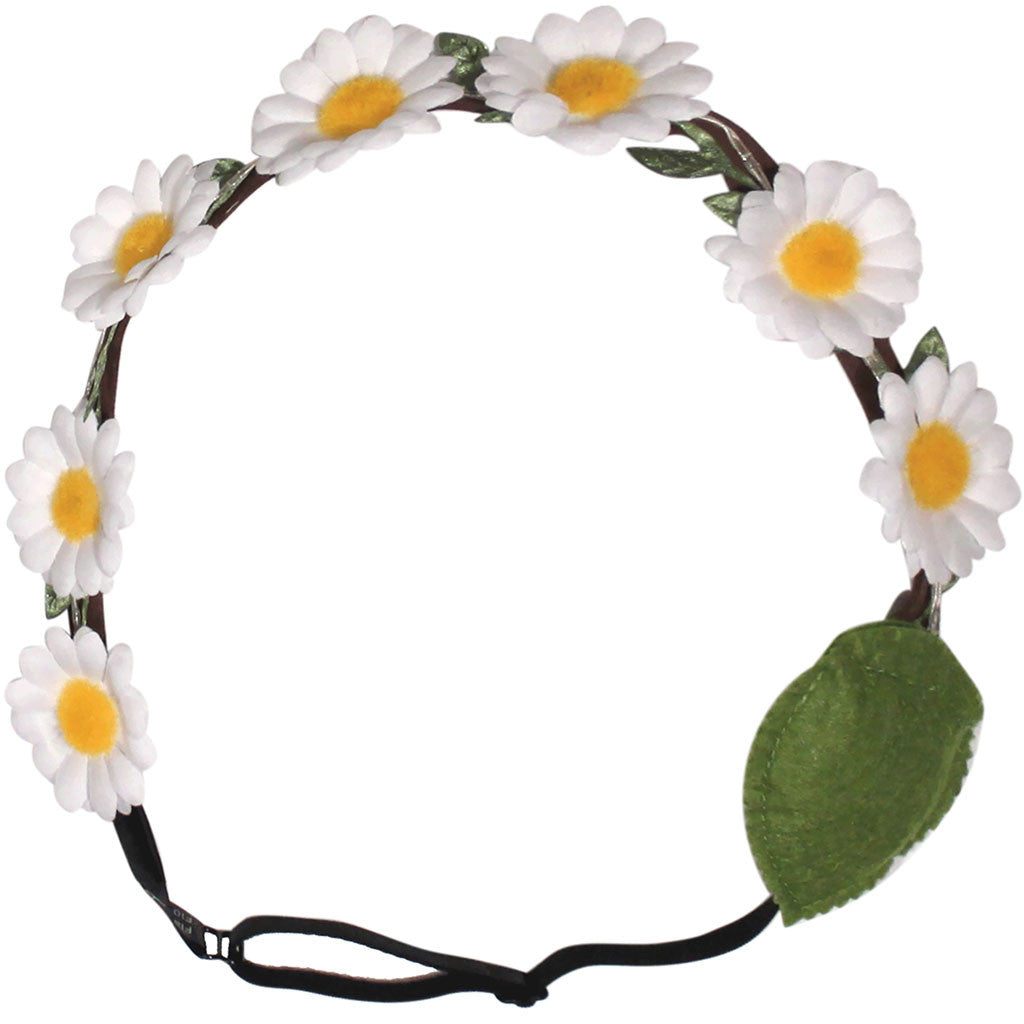 Mia® Beauty Flashion Flowers - LED lighted headband - white daisies shown on model during the day in a park