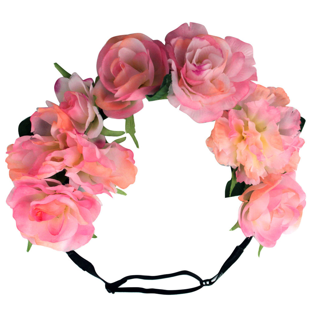Mia® Flower Halo Headband Hair Accessory - pink peonies - by #MiaKaminski #Mia #MiaBeauty #Beauty #Hair #HairAccessories #headbands #lovethis #love #life #woman #flowerhalo #festivals #coachella
