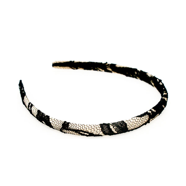 Silk + Lace Headband - Cream + Black