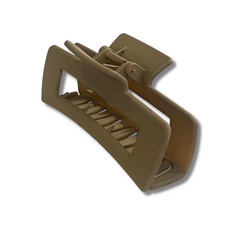 Mia Beauty Rectangular Jaw Clamp in matte taupe beige color - angled view