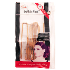 Mia® SqHair Pins - blonde color - 12 pieces - shown in zippered storage pouch - designed by #Mia Kaminski of Mia Beauty
