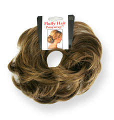Mia® Fluffy Hair Ponywrap on packaging - light brown color - by #MiaKaminski of #MiaBeauty