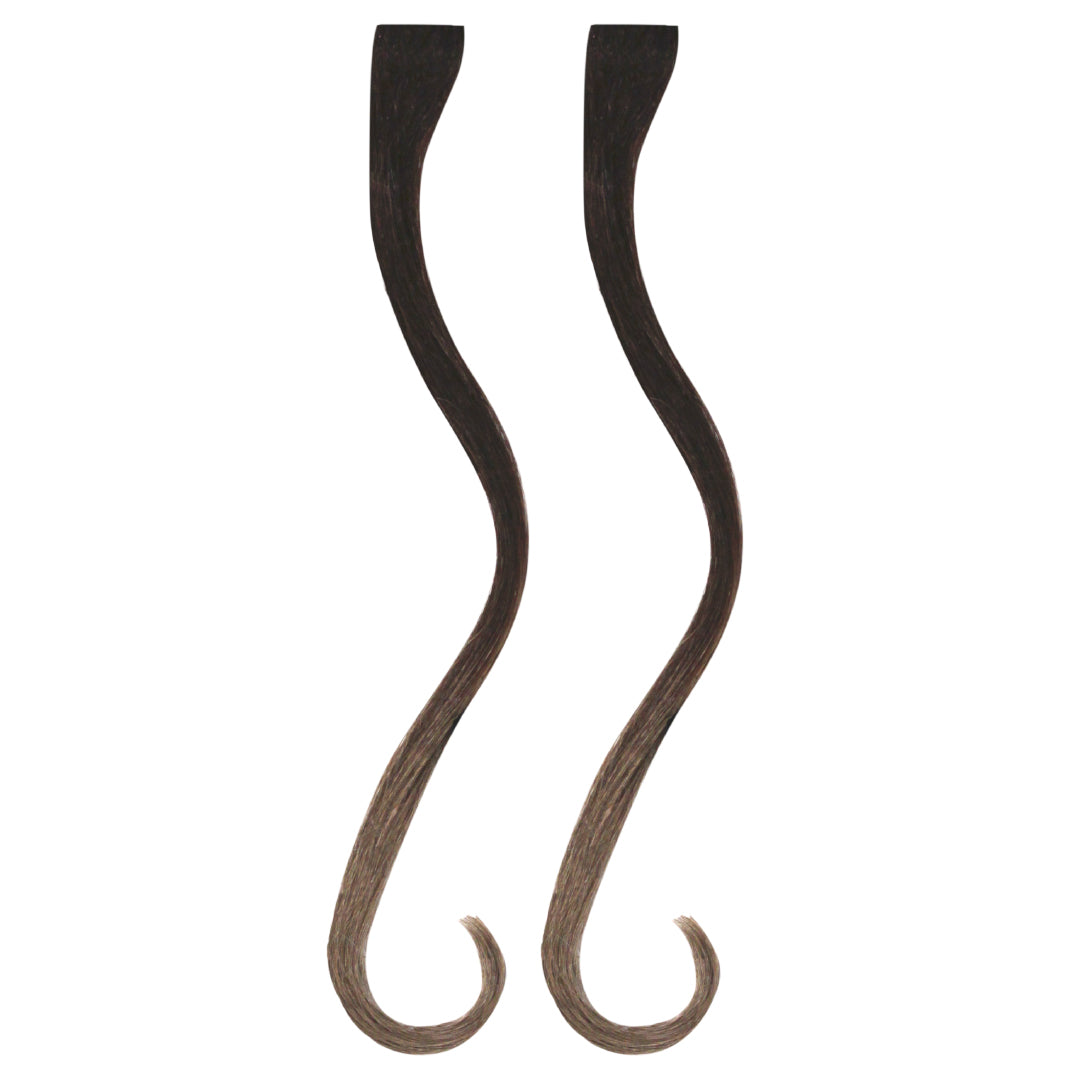 Mia® Clip-n-Dipped Ends® - medium brown with light brown ends ombre balayage effect on a weft clip - 2 pieces per package - designed by #MiaKaminski #MiaBeauty #HairExtensionsClipOn #OmbreHairExtensions