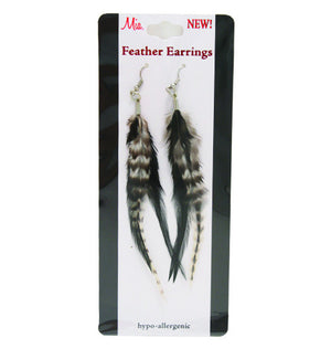 Mia® Feather Earrings - Black and White Natural - by #MiaKamimnski of Mia Beauty