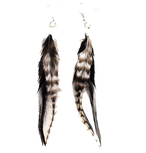 Feather Earrings - Black and White