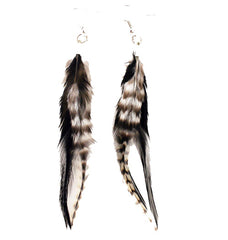 Mia® Feather Earrings - Black and White Natural - by #MiaKamimnski of Mia Beauty