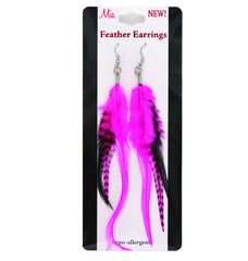 Mia® Feather Earrings - Hot Pink on packaging - by #MiaKamimnski of Mia Beauty