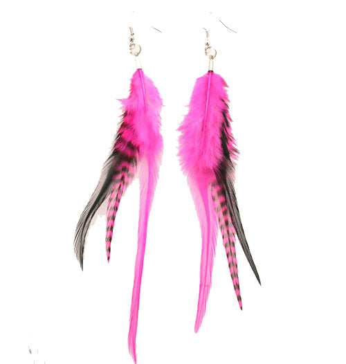 Feather Earrings - Hot Pink