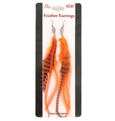 Mia® Feather Earrings - orange color shown on packaging - by #MiaKamimnski of Mia Beauty
