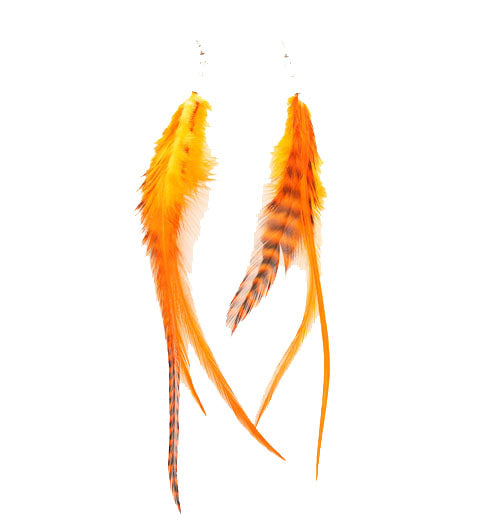 Feather Earrings - Orange