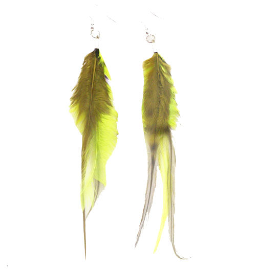 Feather Earrings - Green