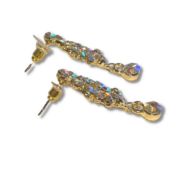 Mia Beauty Rhinestone Chandelier Earrings posts for pierced ears side view