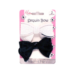 Mia® Baby Sequins Mini Bow Clips - white and black color - designed by #MiaKaminski of Mia Beauty