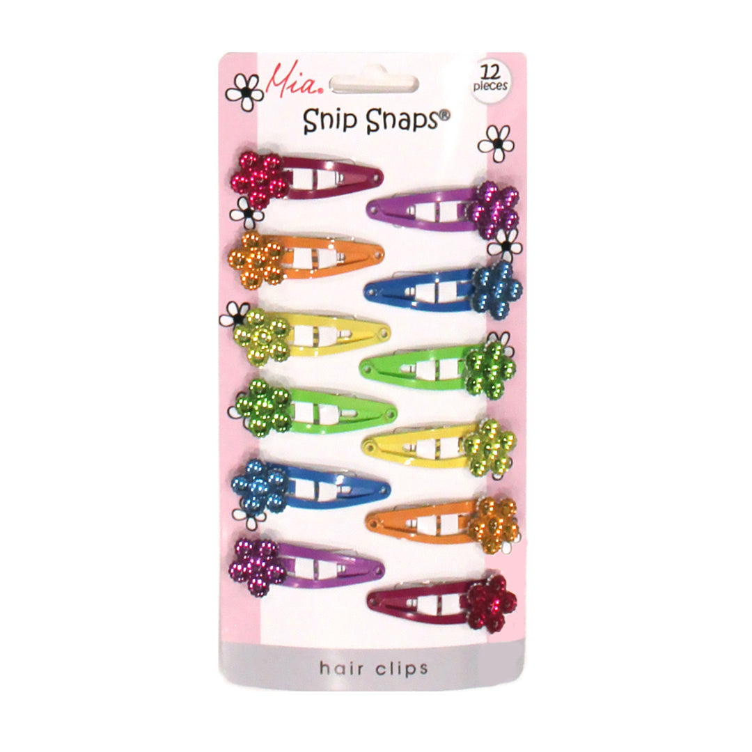 Mia® Girl Snip Snaps® - 12 pieces on packaging - designed by #MiaKaminski of Mia Beauty - rainbow colors