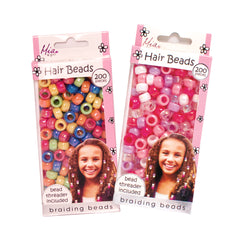 Mia® Girl Hair Beads 2-pack - 200 beads shown in each packaging - rainbow and pastel colors - designed by #MiaKaminski of Mia Beauty