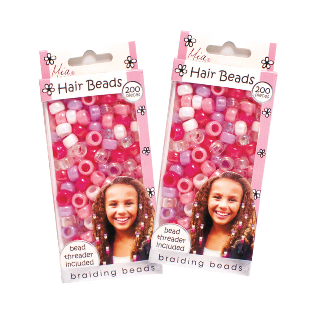 Mia® Girl Hair Beads 2-pack - 200 beads shown in each packaging - pastel colors - designed by #MiaKaminski of Mia Beauty