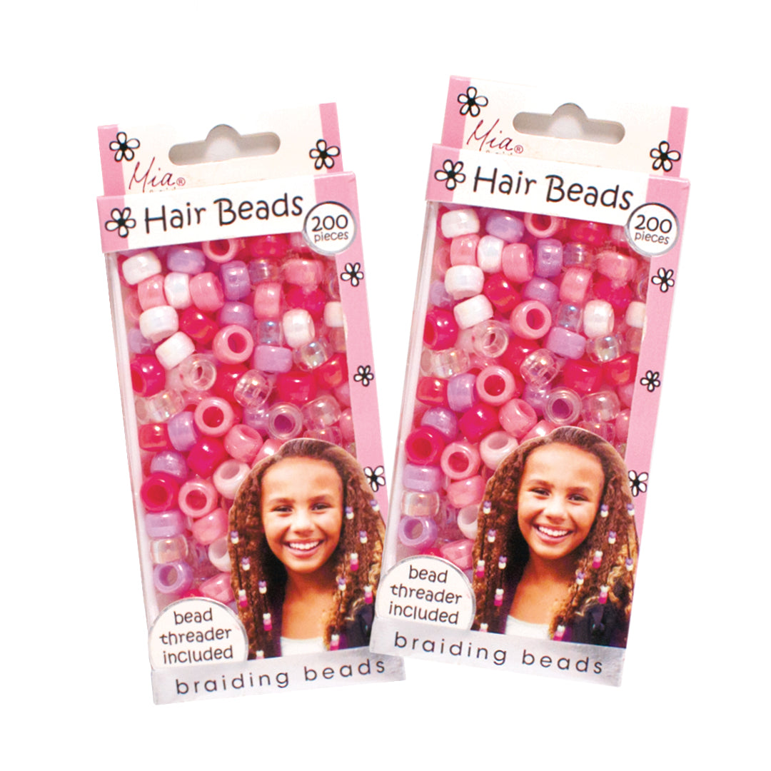 Mia® Girl Hair Beads 2-pack - 200 beads shown in each packaging - rainbow colors - designed by #MiaKaminski of Mia Beauty