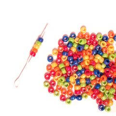 Mia® Girl Hair Beads - 200 beads shown and threader - assorted rainbow colors - designed by #MiaKaminski of Mia Beauty