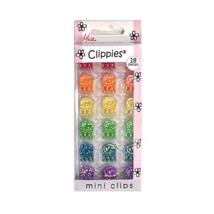 Mia® Girl Clippies® - mini jaw clamps hair clips - rainbow colors - 18 pieces in packaging - designed by #MiaKaminski #Mia #MiaBeauty #Beauty #Hair #HairAccessories #barrettes #hairclips #jawclampsforhair #lovethis #love #life 