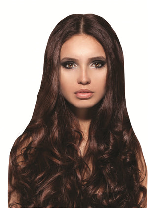 Mia® Clip-n-Hair® commitment free, instant hair, instant volume - medium brown color on model - #MiaKaminski of #MiaBeauty