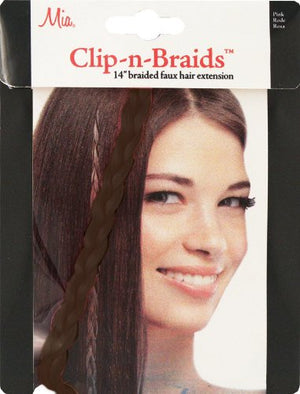 Mia® Clip-n-Braid - dark brown color - 1 piece - shown in packaging - designed by #MiaKaminski of #MiaBeauty #SyntheticHairExtensionsClipOn