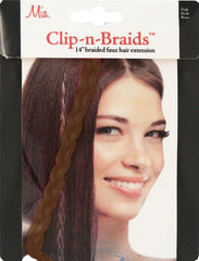 Mia® Clip-n-Braid - medium brown color - shown in packaging - 1 piece - designed by #MiaKaminski of #MiaBeauty