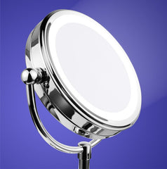Mia®10x/1x Cordless LED Lighted Vanity Mirror Chrome - shown lit up - by #MiaKaminski #Mia #MiaBeauty #beauty #hair #HairAccessories #lovethis #love #life #woman #mirrors #vanitymirror