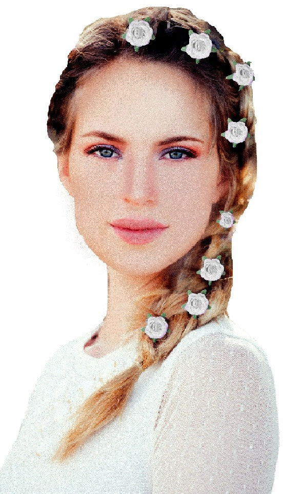 Mia® Clip-n-Flowers™ - white color - on model - designed by #MiaKaminski of #MiaBeauty