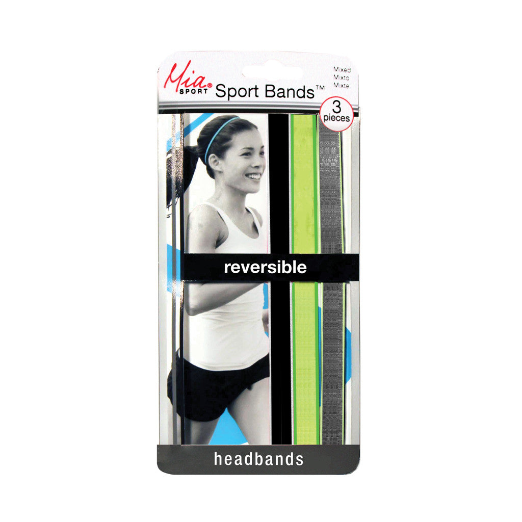 Sport Bands™ Reversible - Black/White, Lime/Green, Charcoal/Lime - Mia Beauty