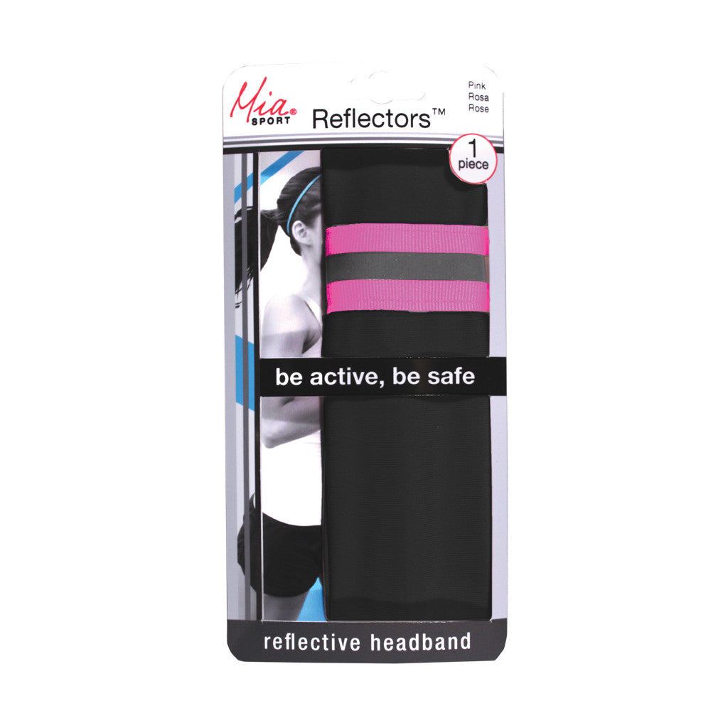 Mia® Sport Reflector™ Headband - Black w/ Reflective on Hot Pink Ribbon - Mia Beauty designed by #MiaKaminski